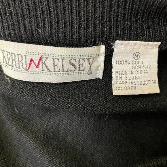 VTG KERRI N KELSEY BLACK CARDIGAN WITH GOLD BUTTONS SIZE M - Picture 8 of 9